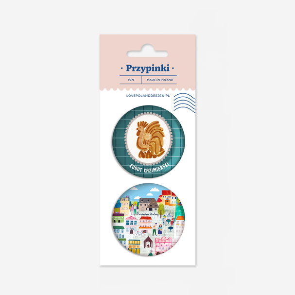 Kazimierz Dolny Market Square + Kazimierski Rooster pin set