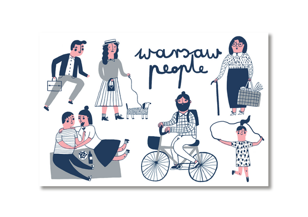 Postcard Warsaw People