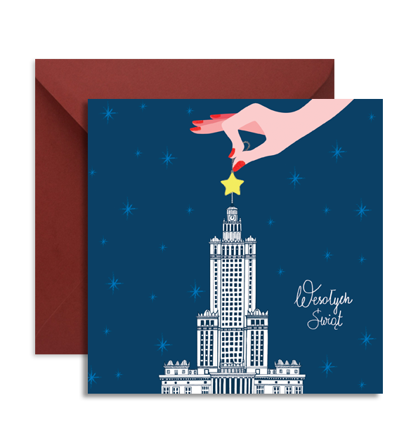 Kartka Pałac Kultury z Gwiazdką