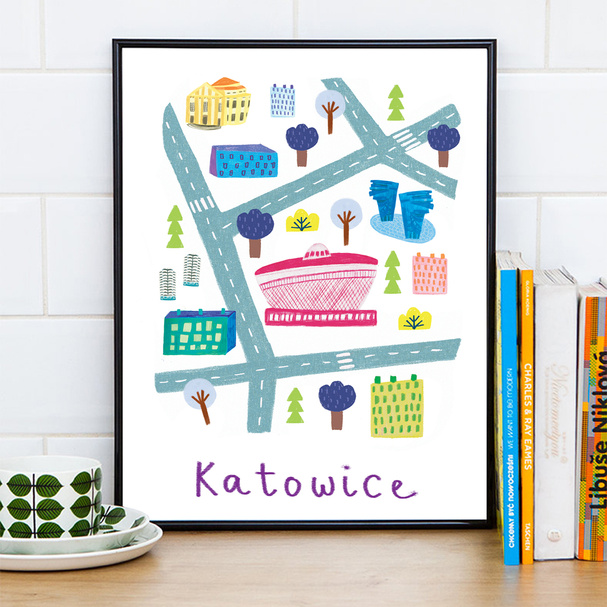 Plakat Mapa Katowice 40x50