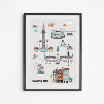Plakat Warszawa Trasa Spacerowa 40x50