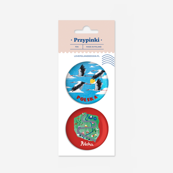 Zestaw Przypinek Bociany + Mapa